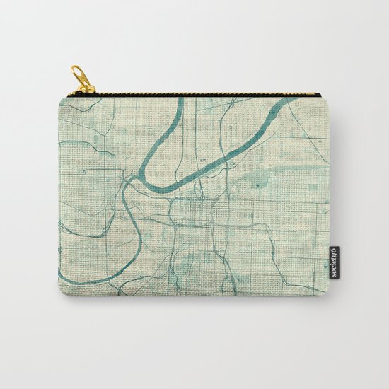 Kansas City Map Blue Vintage Carry-All Pouch