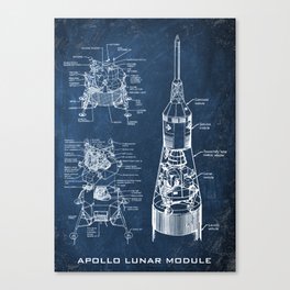 apollo lunar module chalkboard blueprint Canvas Print