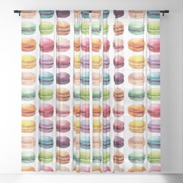 Macaroons in pop color. Delicious French Desserts. Sheer Curtain