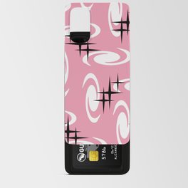 Retro Atomic Age Swirls Stars Pattern Pink Android Card Case