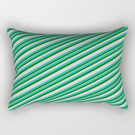 [ Thumbnail: Light Sea Green, Dark Green & Light Gray Colored Stripes Pattern Rectangular Pillow ]