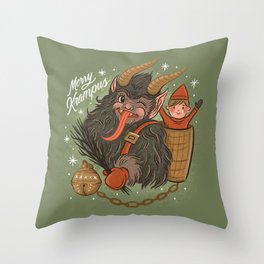 Merry Krampus Throw Pillow