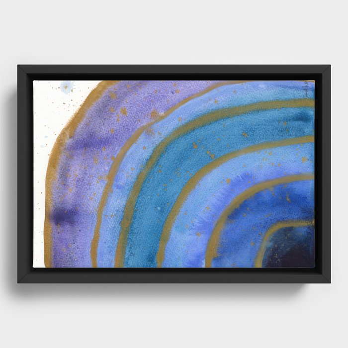 blue and gold rainbow Framed Canvas