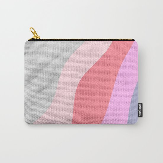 Carrara Italian Marble with Pink Shadows Carry-All Pouch