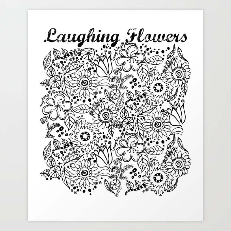 Laughing Flower Doodle Art Print By Everpop Society6,Artwork Easy Traditional Krishna Easy Simple Madhubani Painting