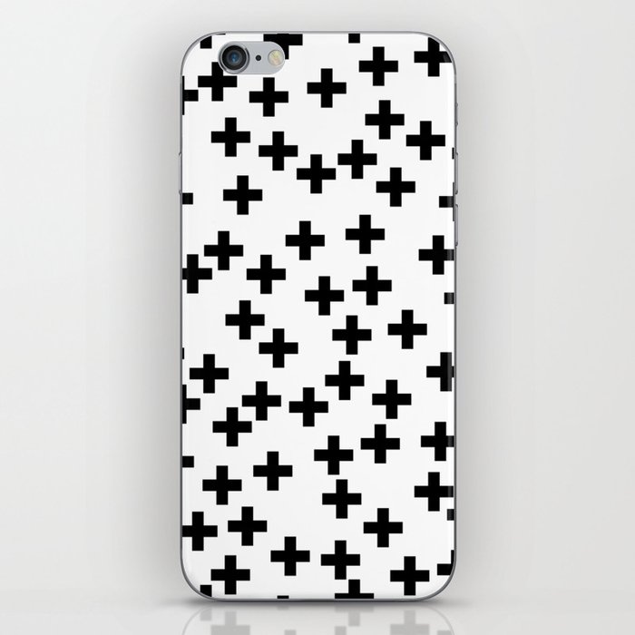 Black Cross Symbol Pattern on White iPhone Skin