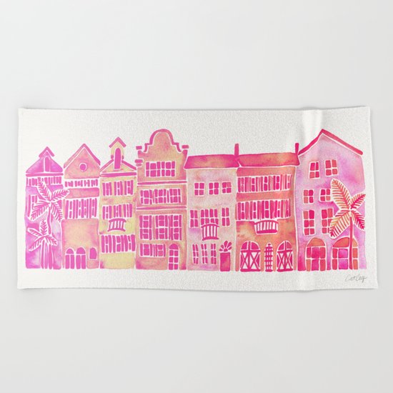 Tropical Homes – Pink Ombré Beach Towel