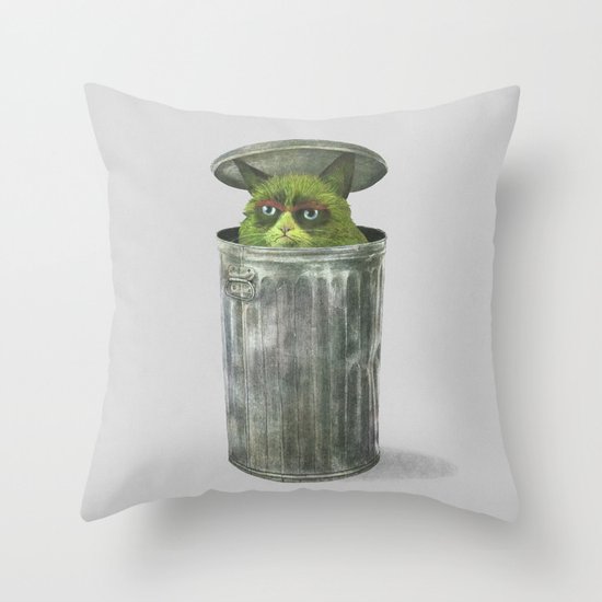 Grouchy Cat Throw Pillow