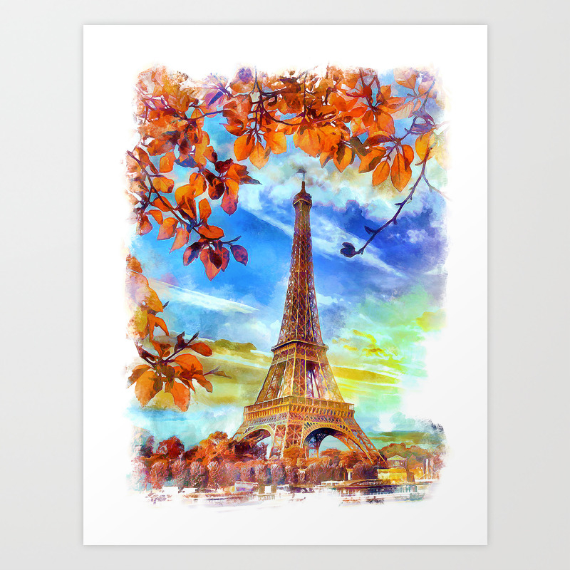 choose your size. Paris France Eiffel Tower Home Decor Canvas Print