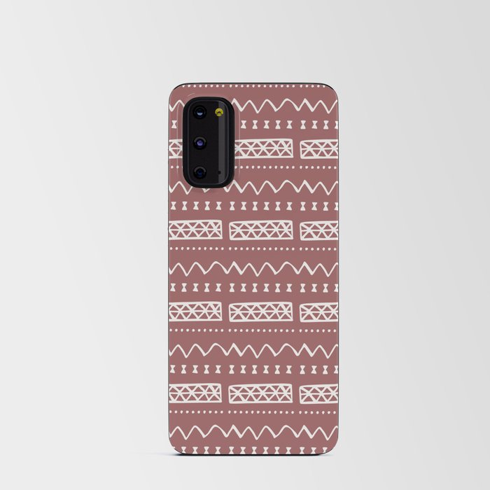 Zesty Zig Zag Bow Dark Pink and White Mud Cloth Pattern Android Card Case