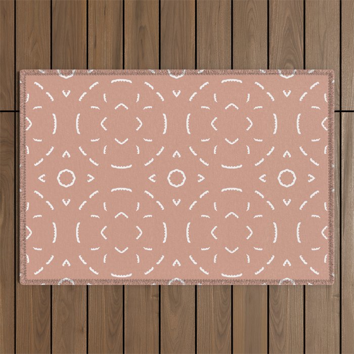 Detailed Lace Pattern in Coral Outdoor Rug