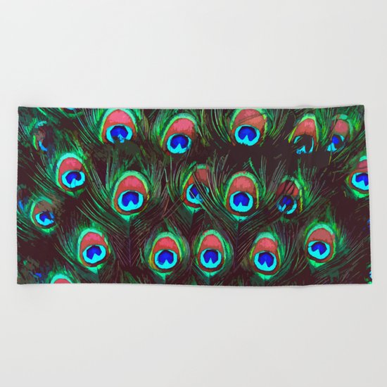 Peacock Feathers Beach Towel