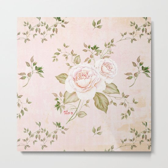 Vintage & Shabby - floral roses flowers - Rose and Flower Metal Print