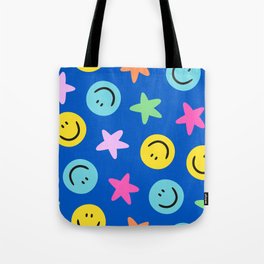 Blue Smiley Tote Bag