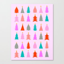 Christmas Tree Pattern on Pink Canvas Print