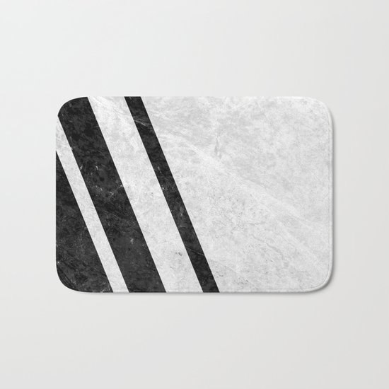 White Striped Marble Bath Mat