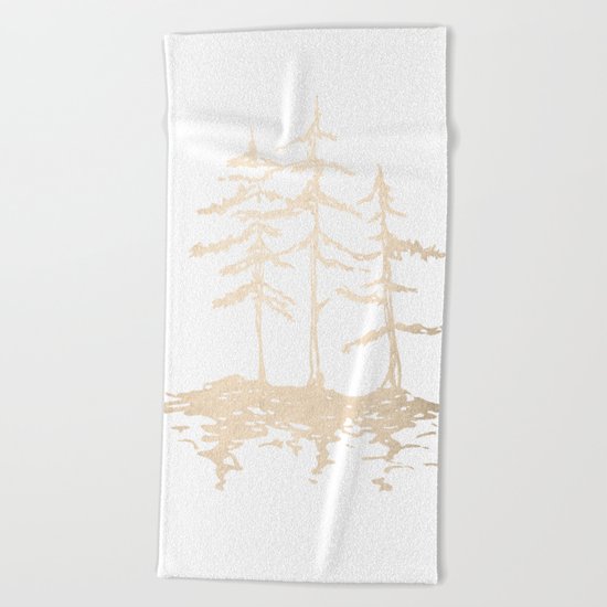Three Sisters Forest White Gold Trees Beach Towel