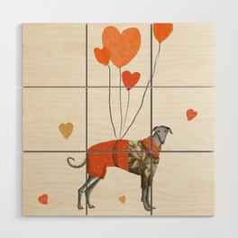 The greyhound with the balloons Wood Wall Art