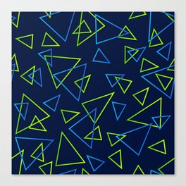 Blue & Green Triangle Geometric Design Canvas Print