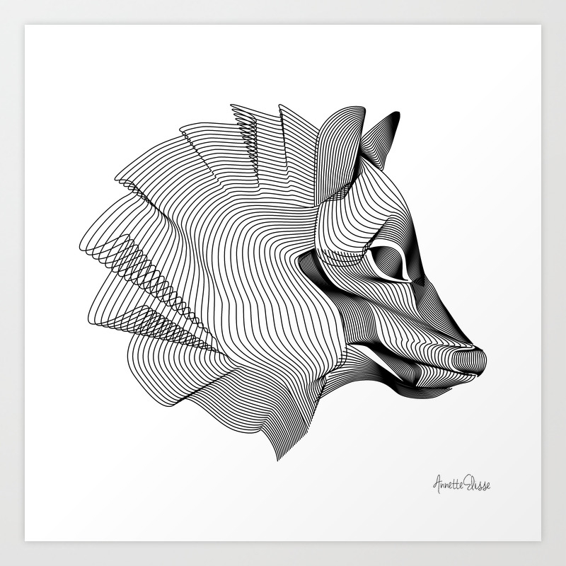 Favorite Collection Abstract Lines Wolf Print Art Print By