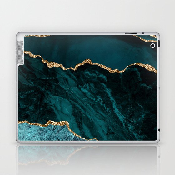 Teal Blue Emerald Marble Landscapes Laptop & iPad Skin