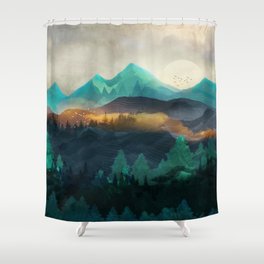 Green Wild Mountainside Shower Curtain