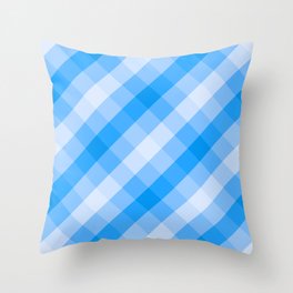 Cool Blue Diagonal Gingham Pattern Design Throw Pillow