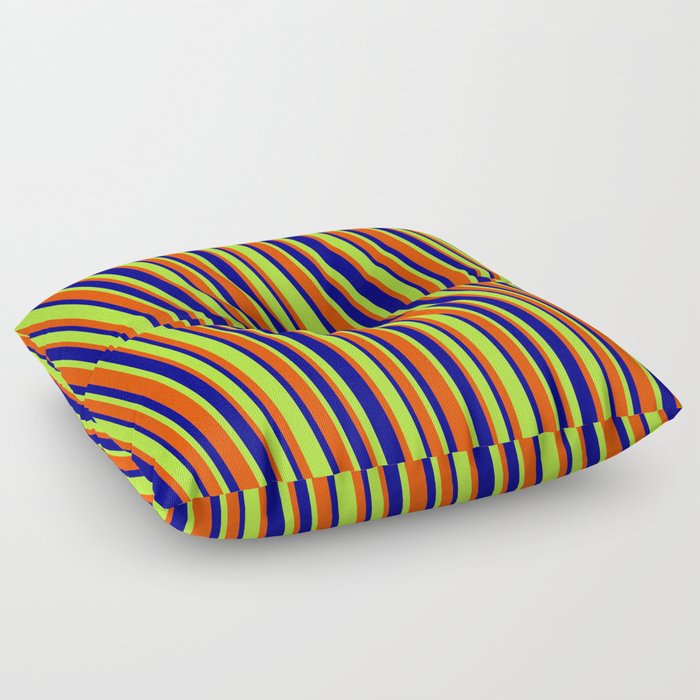Red, Blue & Light Green Colored Lines Pattern Floor Pillow