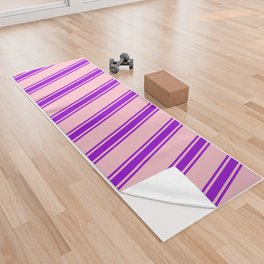 [ Thumbnail: Pink and Dark Violet Colored Lines Pattern Yoga Towel ]