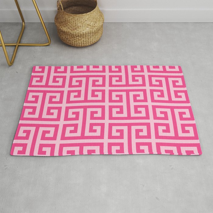 Girly Pink Large Greek Key Pattern Comforters Rug