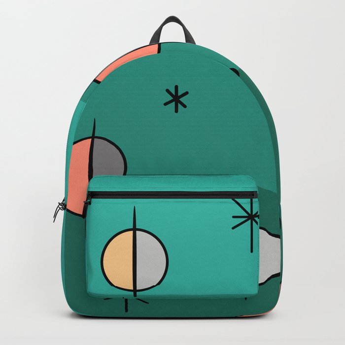 Retro Space Age Planets Stars Turquoise Backpack