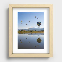 Hot air balloons reflection in lake Recessed Framed Print