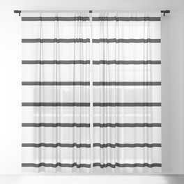 Horizontal Lines (Black & White Pattern) Sheer Curtain