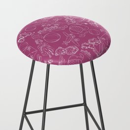 Magenta and White Toys Outline Pattern Bar Stool