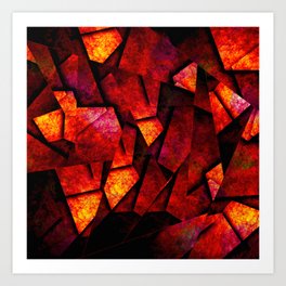Fragments Of Fire - Abstract, geometric, fragmented pattern Art Print