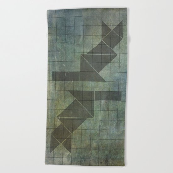 Sphynx cat in geometry Beach Towel