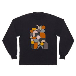 Contemporary Shapes 9 in Terracotta and Gray Long Sleeve T-shirt