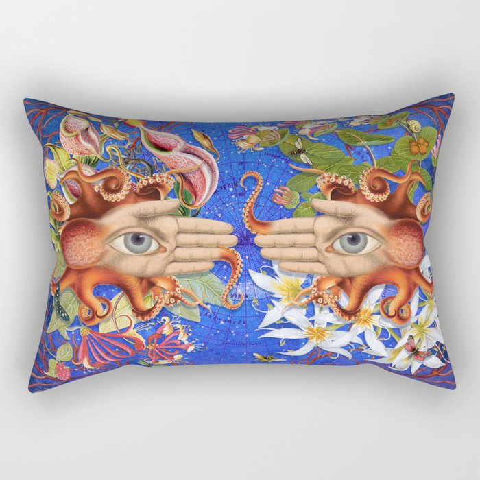 Octopus Floral Fantasy Rectangular Pillow