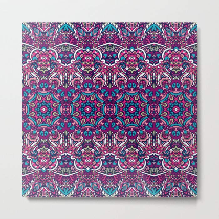 Colorful Oriental Rug Mandala Boho Pattern Metal Print