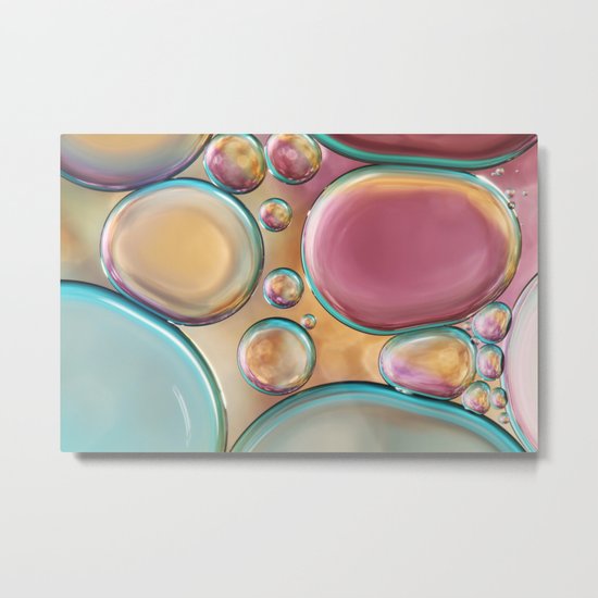 Bubble Abstract with Glitter Pink Metal Print