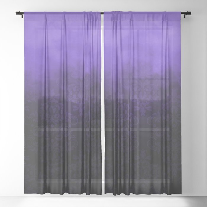 Purple Cloudy Damask Sheer Curtain