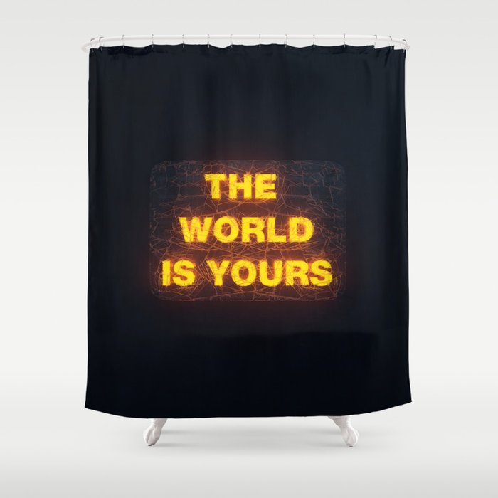 The World Is Yours Neon Shower Curtain