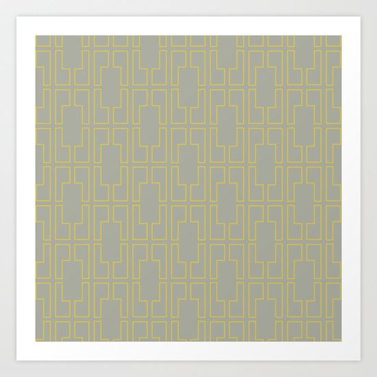 Simply Mid-Century Mod Yellow on Retro Gray Art Print
