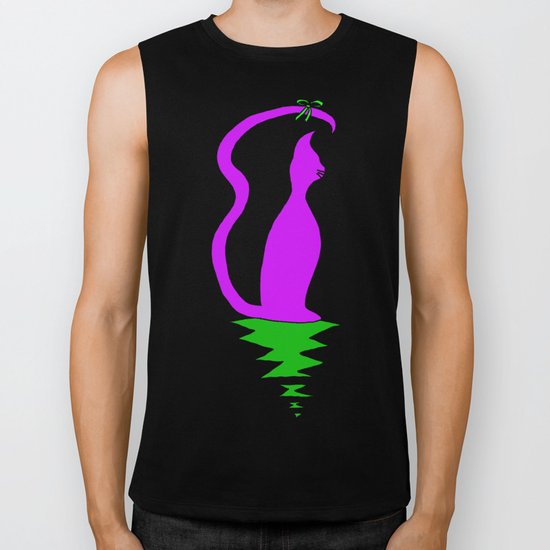 Cat on Zigzag Biker Tank