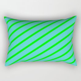 [ Thumbnail: Lime & Turquoise Colored Lines/Stripes Pattern Rectangular Pillow ]