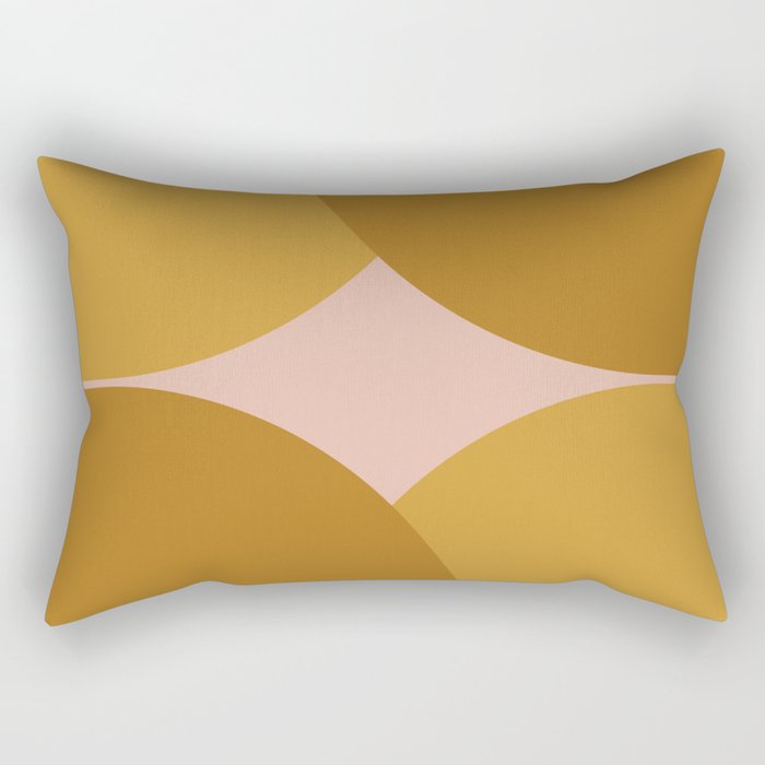 Mustard Yellow Mid-Century Modern Semi-Circles Arches Rectangular Pillow