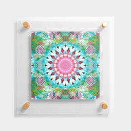 Joy Dance - Colorful Pink and Green Mandala Art Floating Acrylic Print