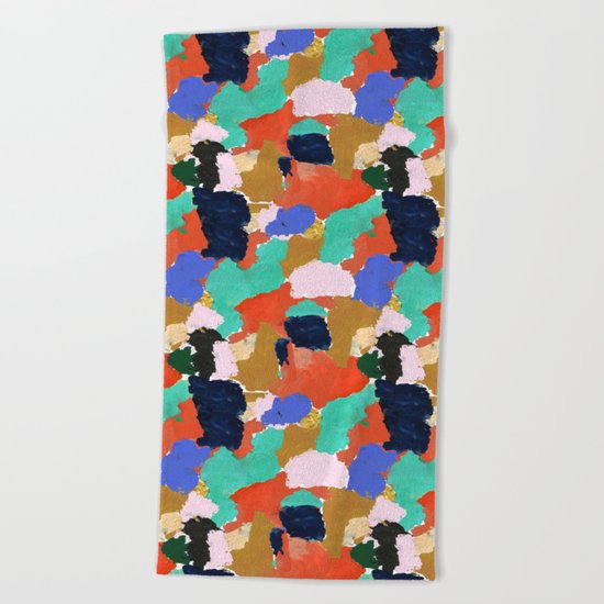Kara - paint palette abstract minimal modern art bright colorful boho urban painting college dorm Beach Towel