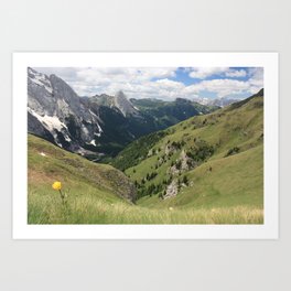 A flower with a view Art Print | Flower, Fields, Digital, Italiandolomites, Italy, Clouds, View, Color, Mountain, Photo 