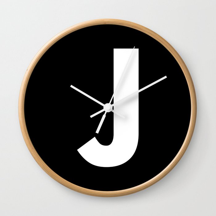 Letter J (White & Black) Wall Clock